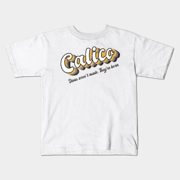 Retro Calico Cat Kids T-Shirt by Adopt Me Meow